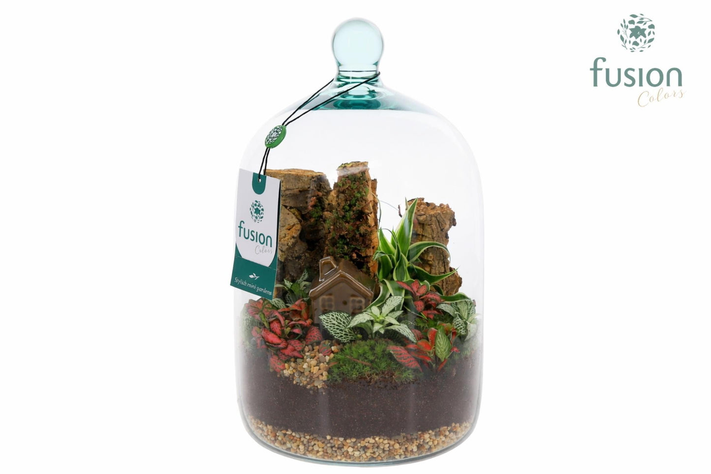 Green Bottle Novella Medium met arrangement 29cm 19cm Pot