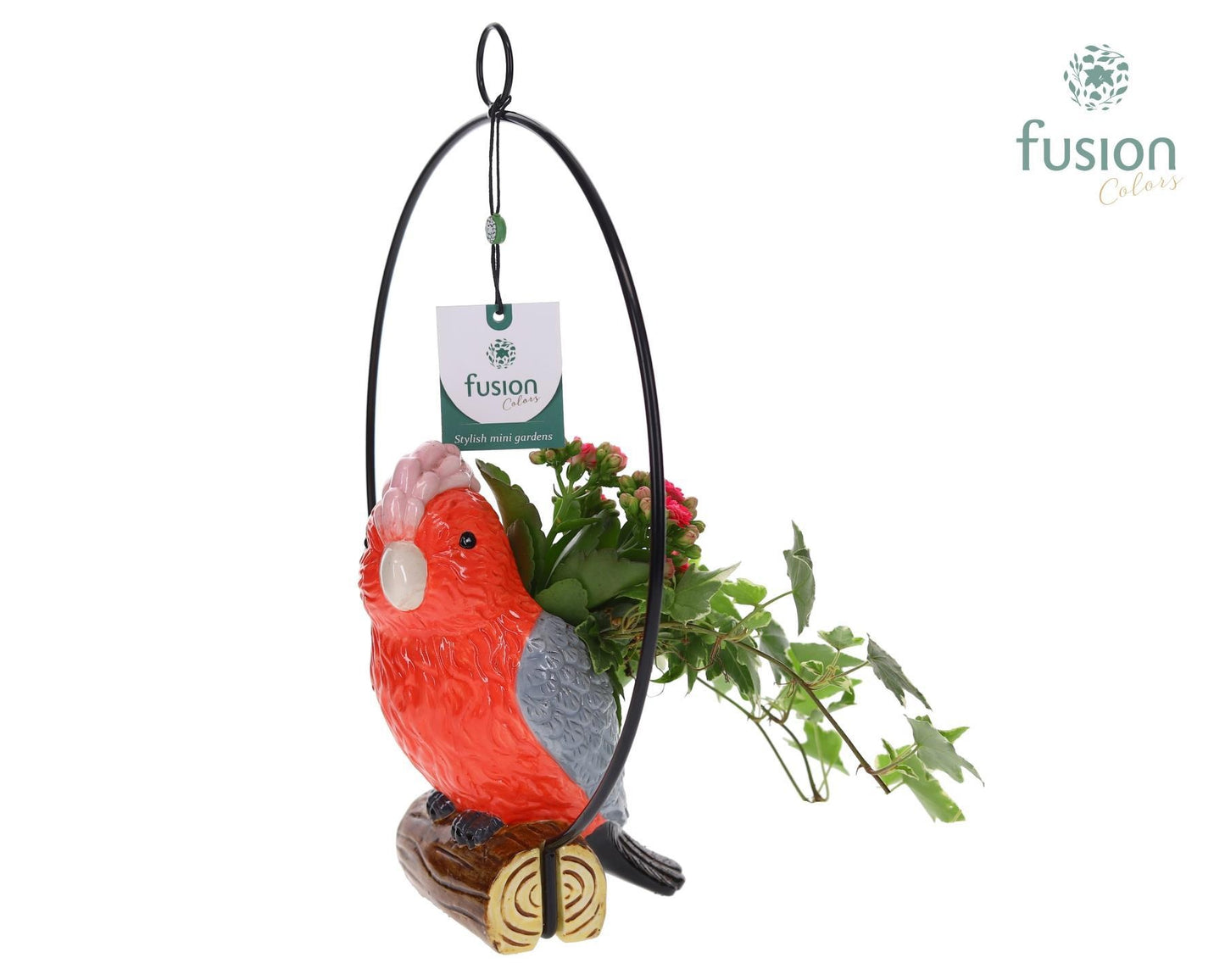 Keramiek vogels in de ring met Arrangement 43cm 28cm Pot