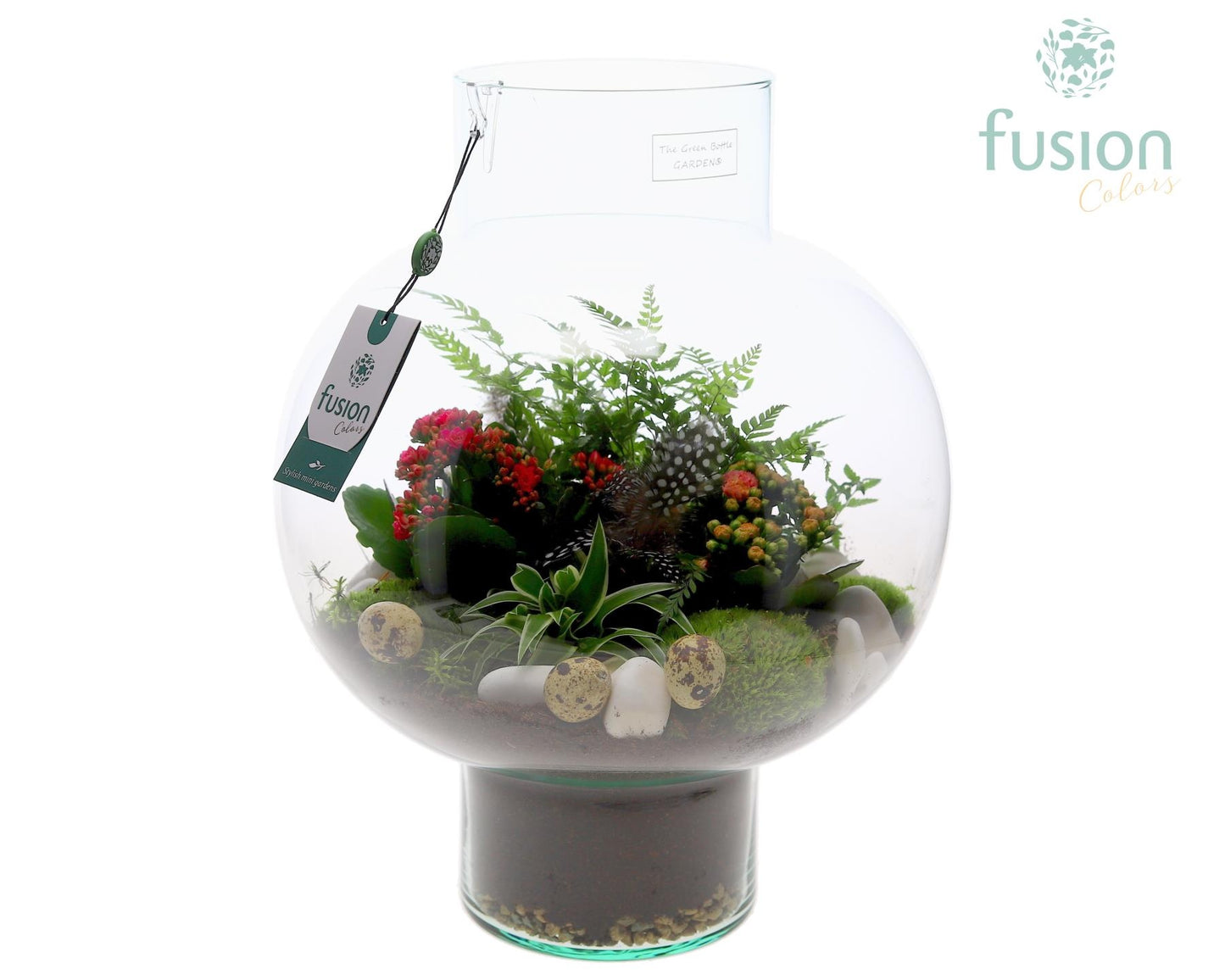 Green Bottle Laura Large met Pasen arrangement 43cm 31cm Pot