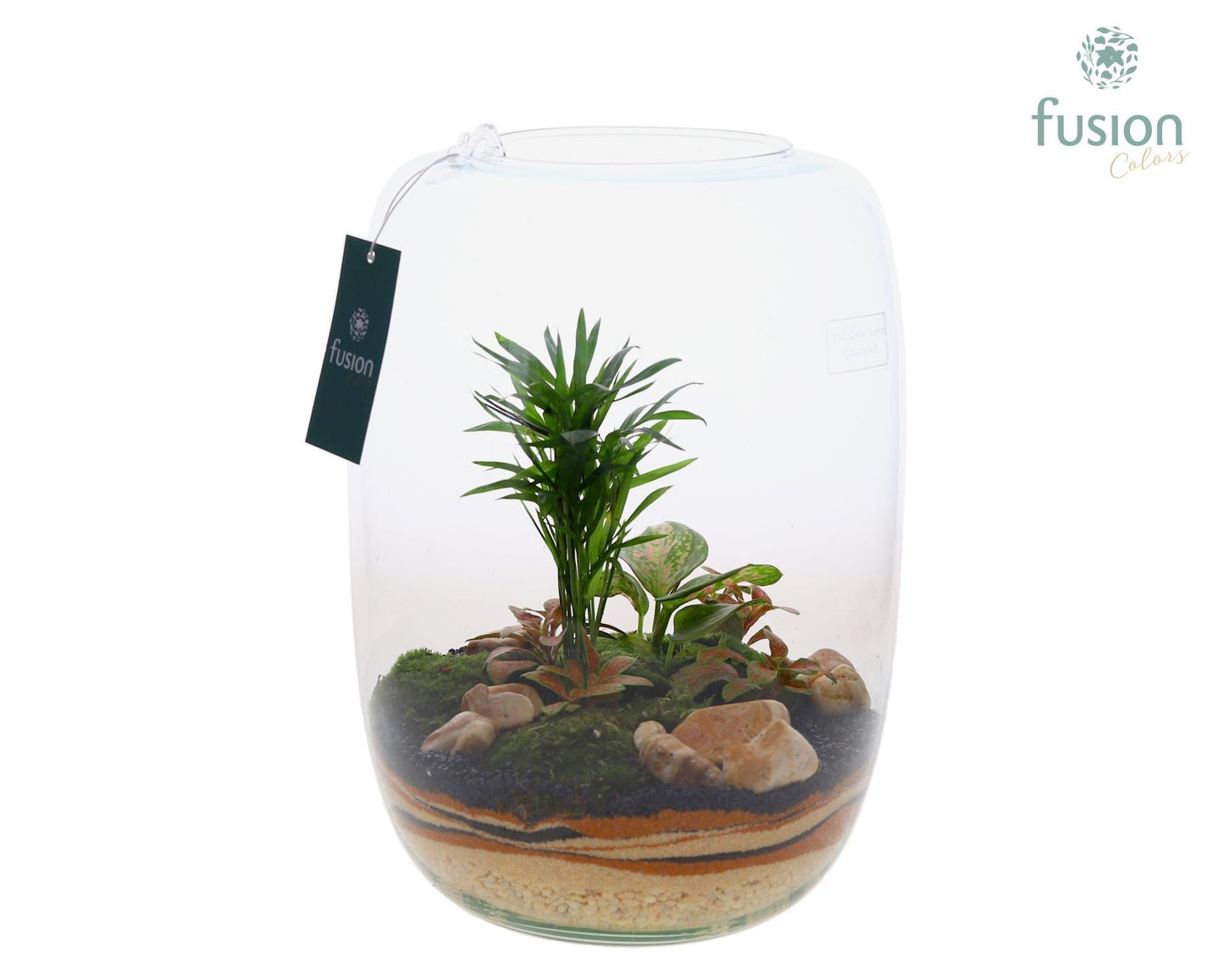 Green Bottle Isabella XLarge Zand met Arrangement 29cm 23cm Pot