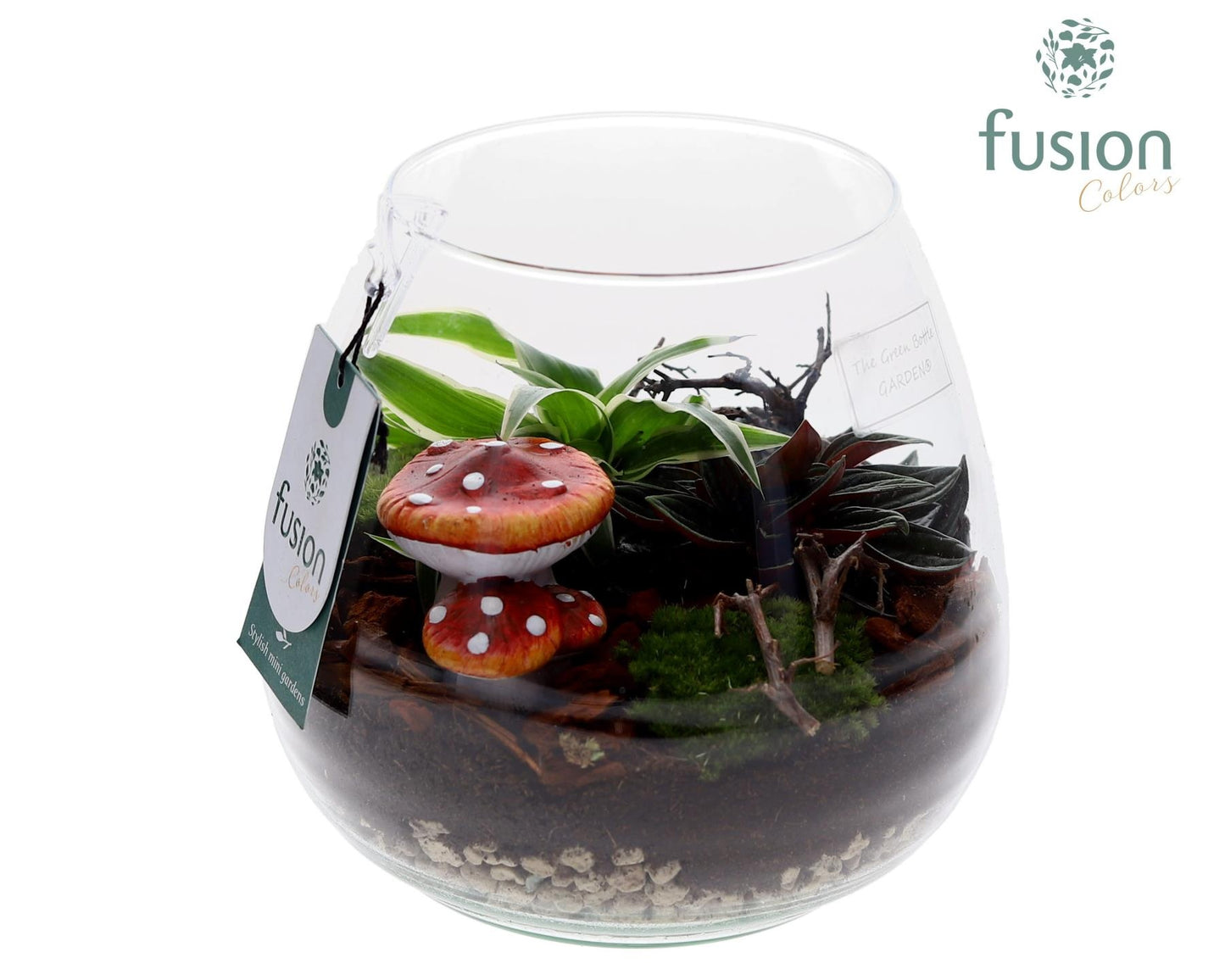 Green Bottle Abby Medium Herfst met arrangement 20cm 19cm Pot