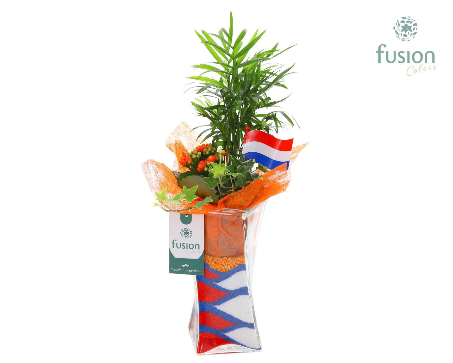 Glas Twistervaas met Arrangement Nederland 43cm 10cm Pot