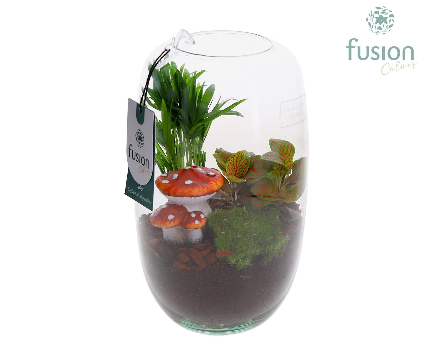 Green Bottle Isabella Medium Herfst met arrangement 25cm 15cm Pot