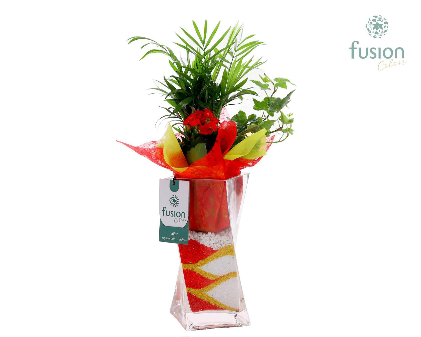 Glas Twistervaas met Arrangement 55cm 10cm Pot