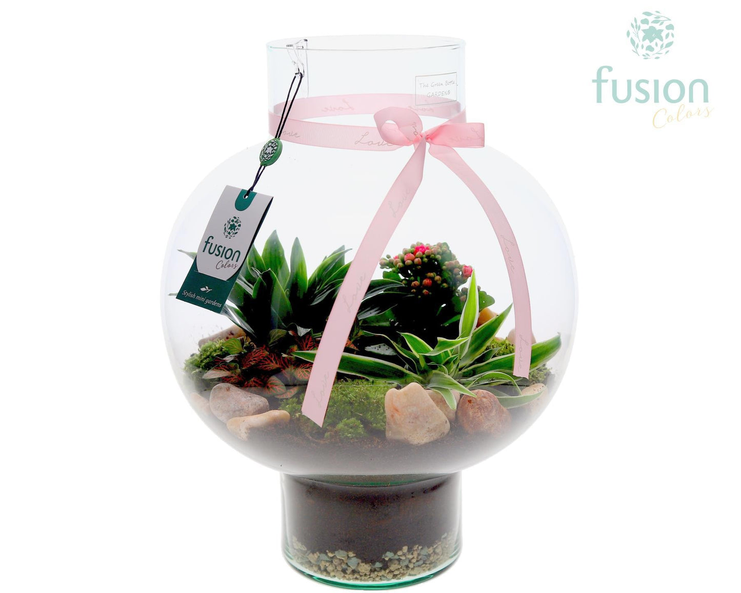 Green Bottle Laura Large met Moederdag arrangement 43cm 31cm Pot