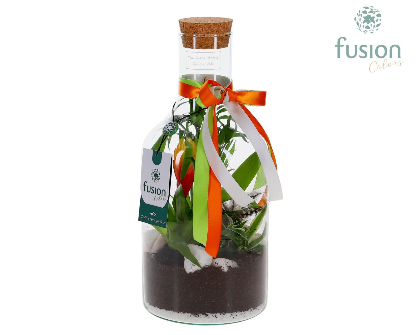Green Bottle Fles Small met Pasen arrangement 35cm 15cm Pot