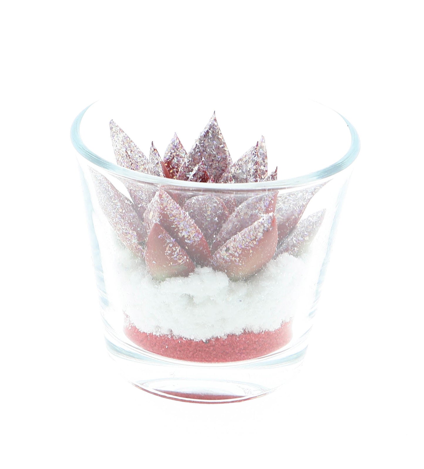 Miranda rood + glitter in glas 8cm 6cm Pot