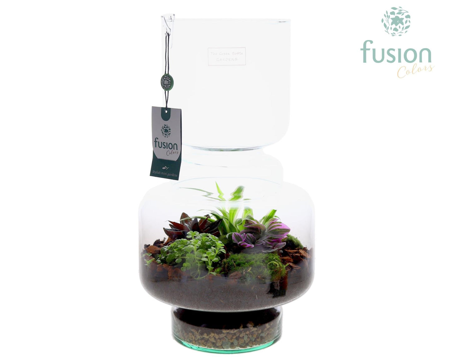 Green Bottle Lotte Large met arrangement 43cm 22cm Pot