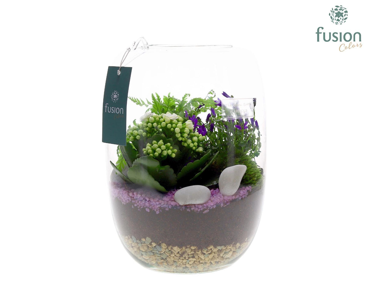 Green Bottle Isabella Large met Arrangement 24uur levertijd 25cm 19cm Pot