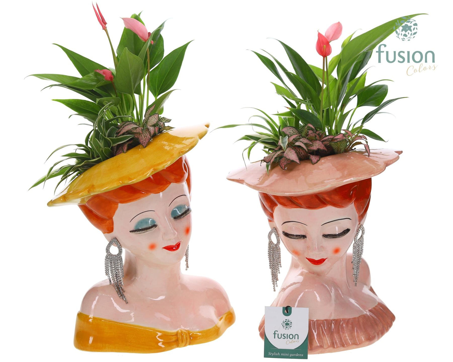 Keramiek Dames vase met Arrangement 35cm 23cm Pot