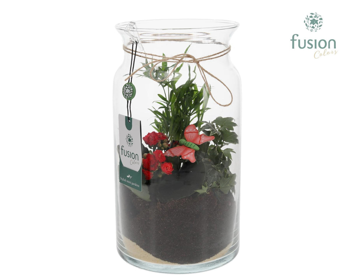 Glas melkbus met arrangement 29cm 16cm Pot