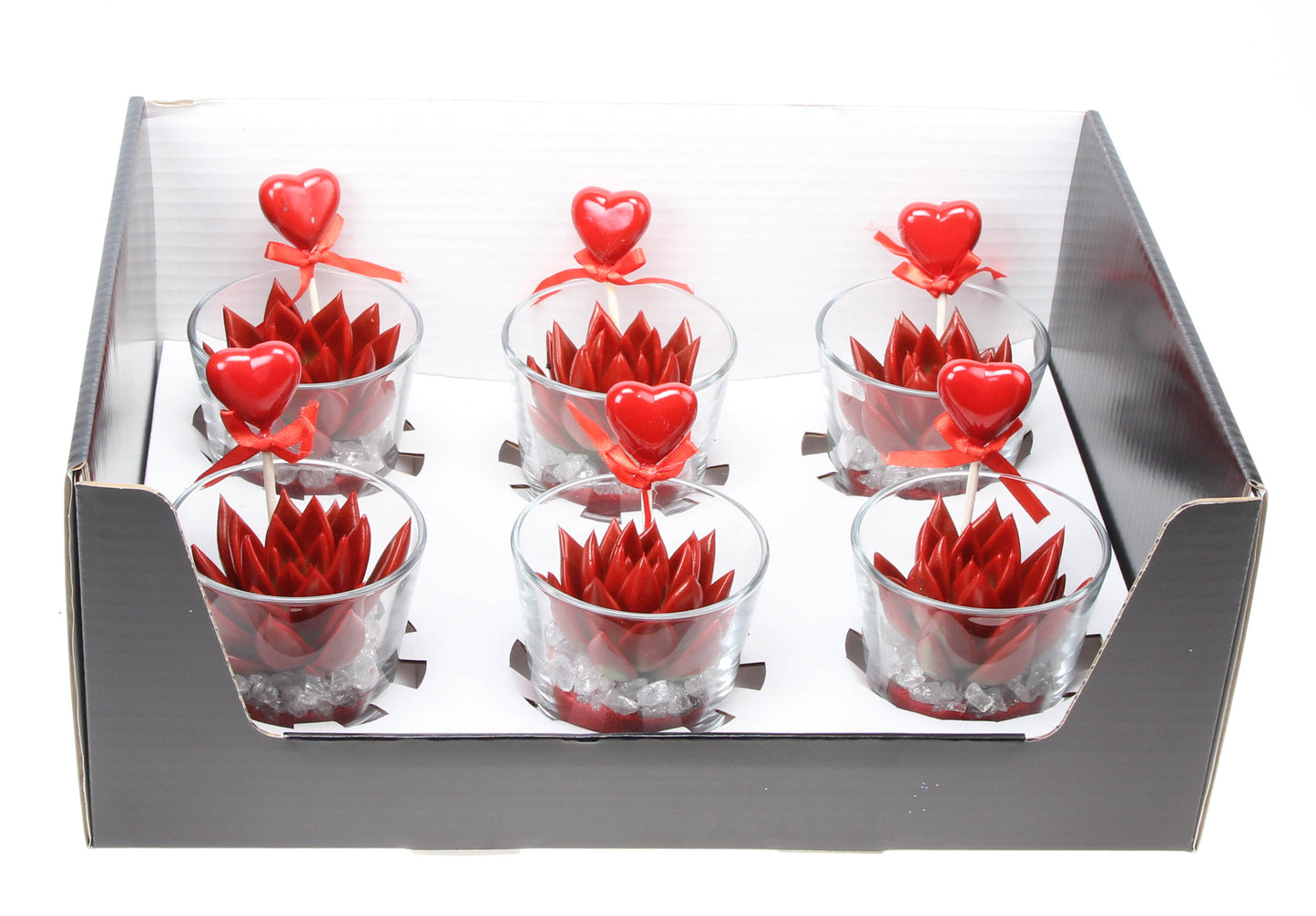 Miranda rood in glas + hartje 8cm 8cm Pot