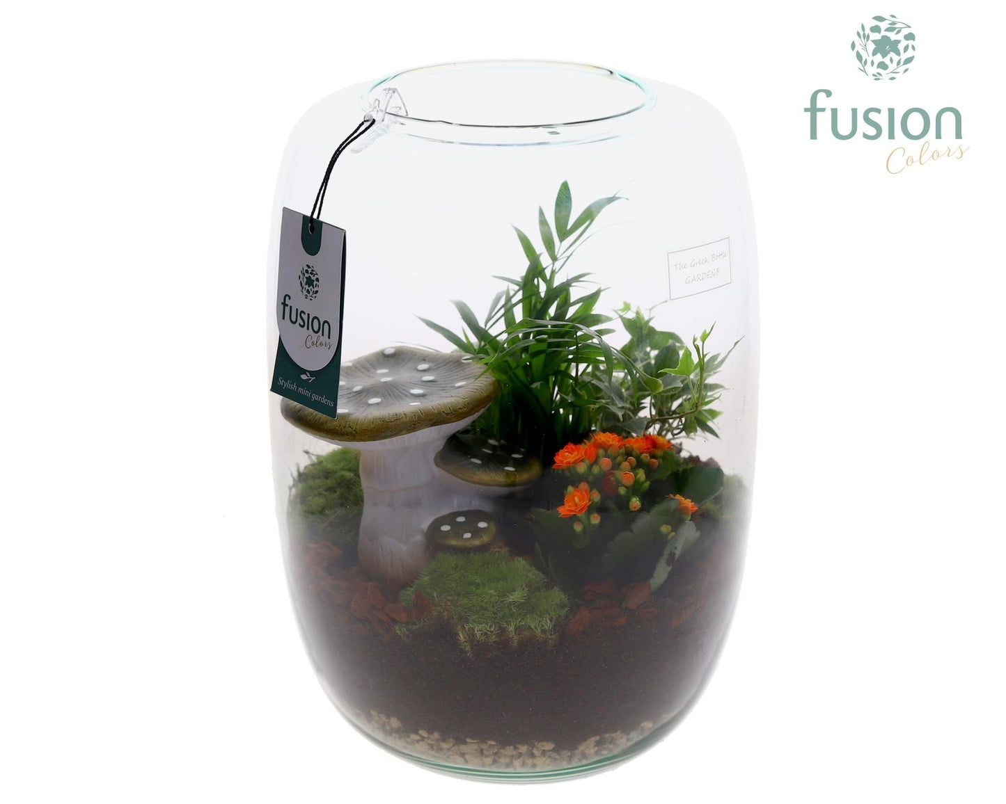 Green Bottle Isabella XLarge Herfst met Arrangement 29cm 23cm Pot