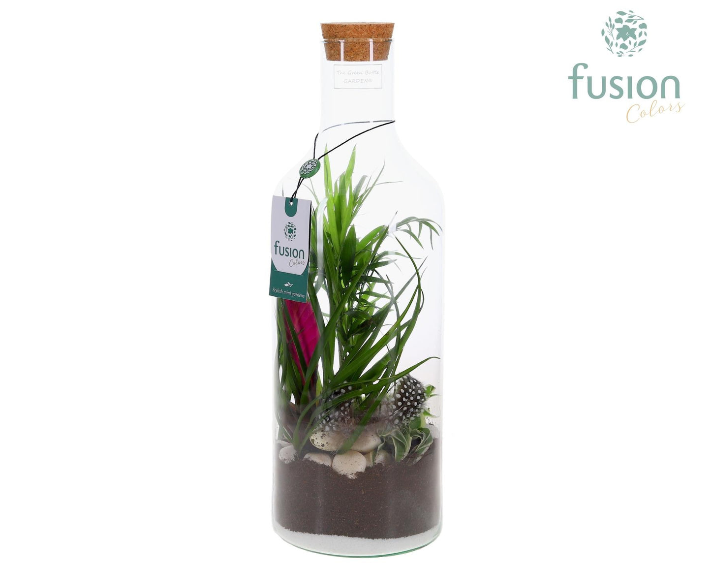 Green Bottle Fles Medium met Pasen Arrangement 43cm 15cm Pot