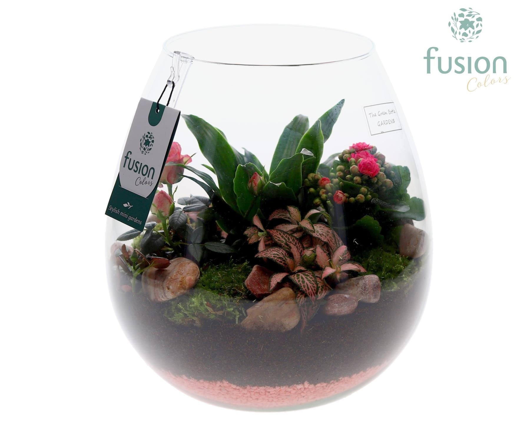 Green Bottle Abby Large Love met arrangement 29cm 24cm Pot