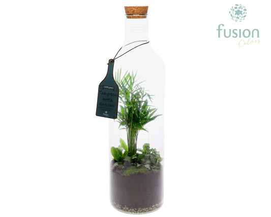 Green Bottle Fles Large met Arrangement 55cm 15cm Pot