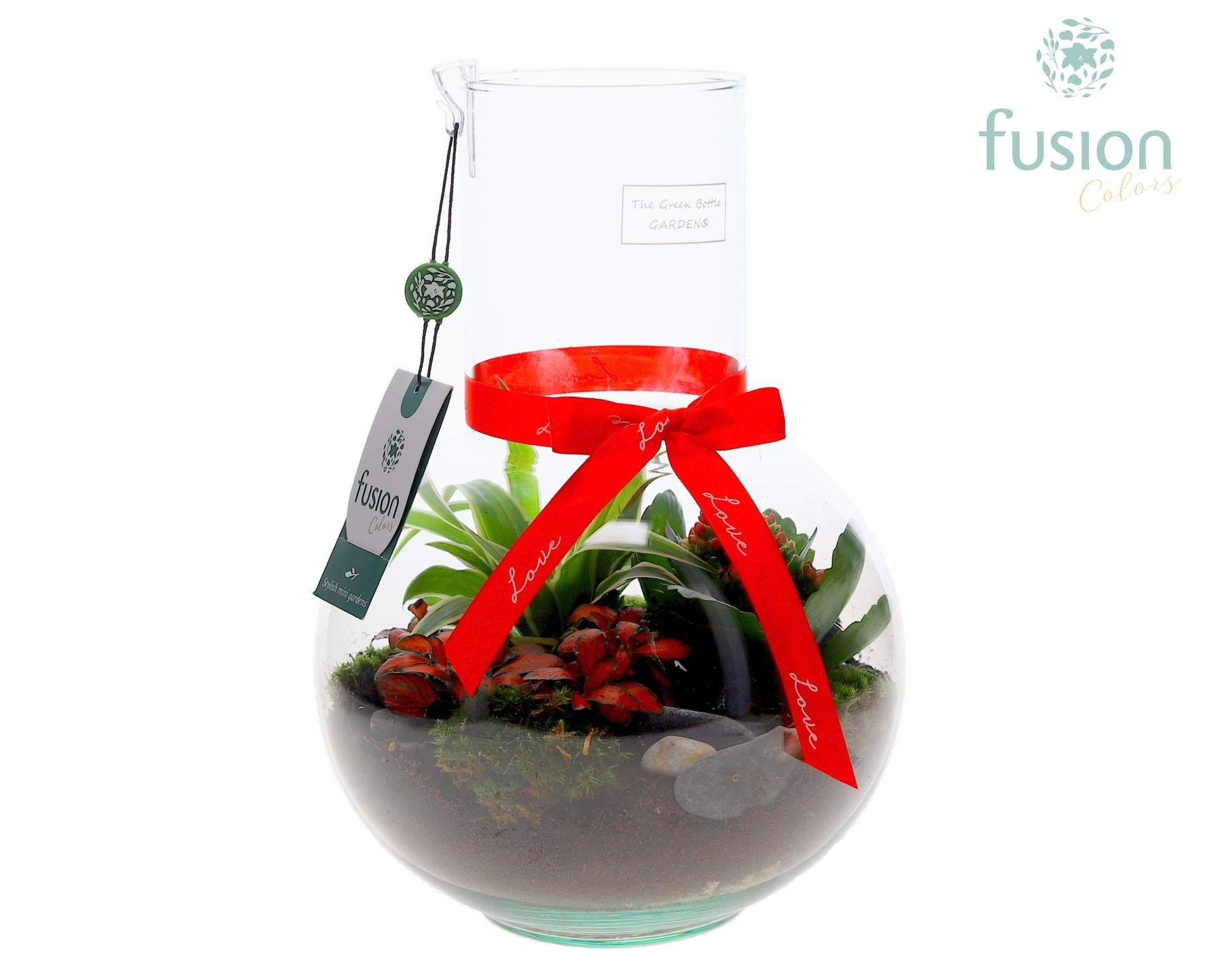 Fusioncolors BV Green Bottle Suzanne Medium met Love arrangement Pack of 2