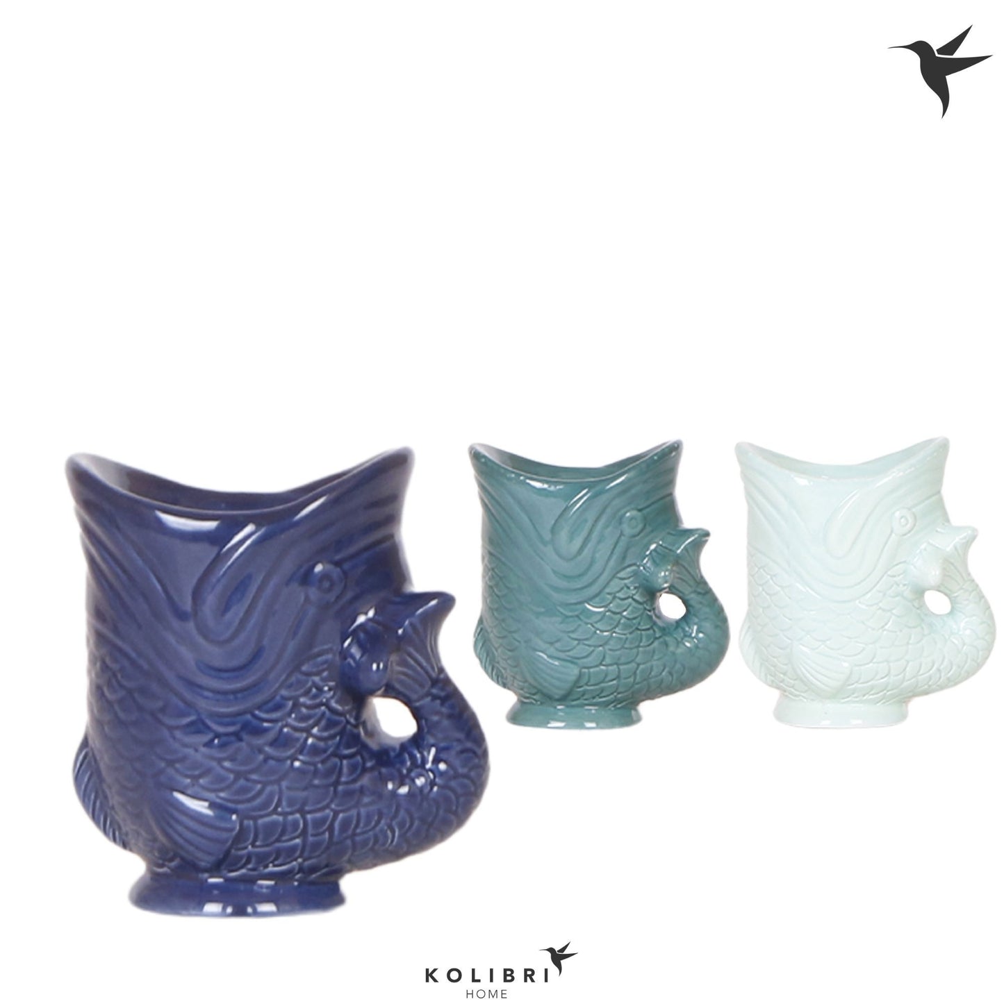 Kolibri Home Fish pot blue mix 12cm 6cm Pot