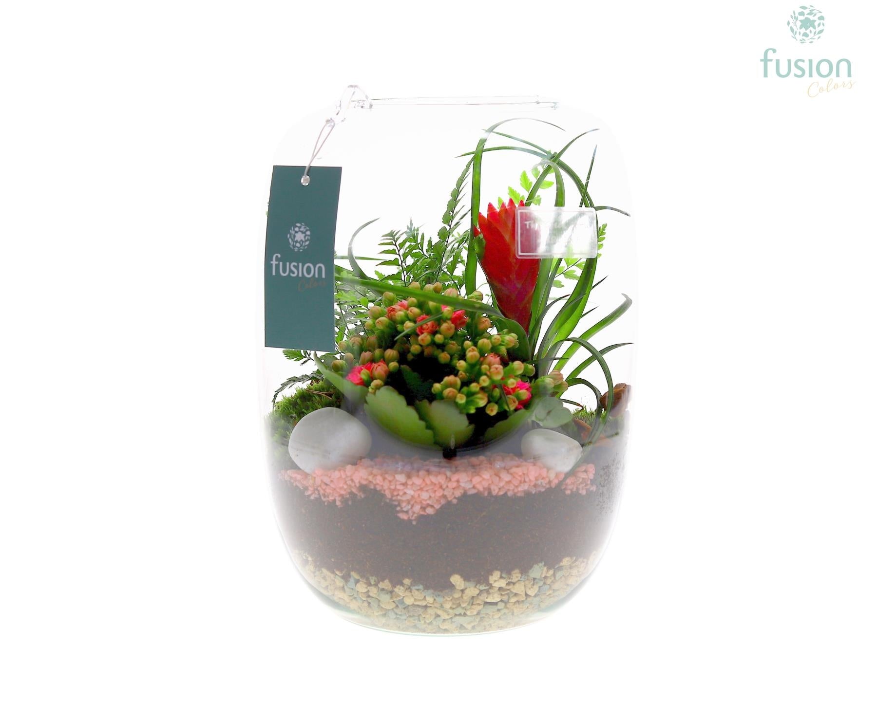Green Bottle Isabella Large met arrangement 25cm 19cm Pot