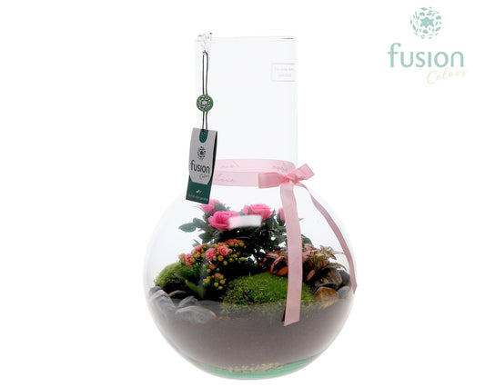 Green Bottle Suzanne Large met Moederdag arrangement 43cm 26cm Pot