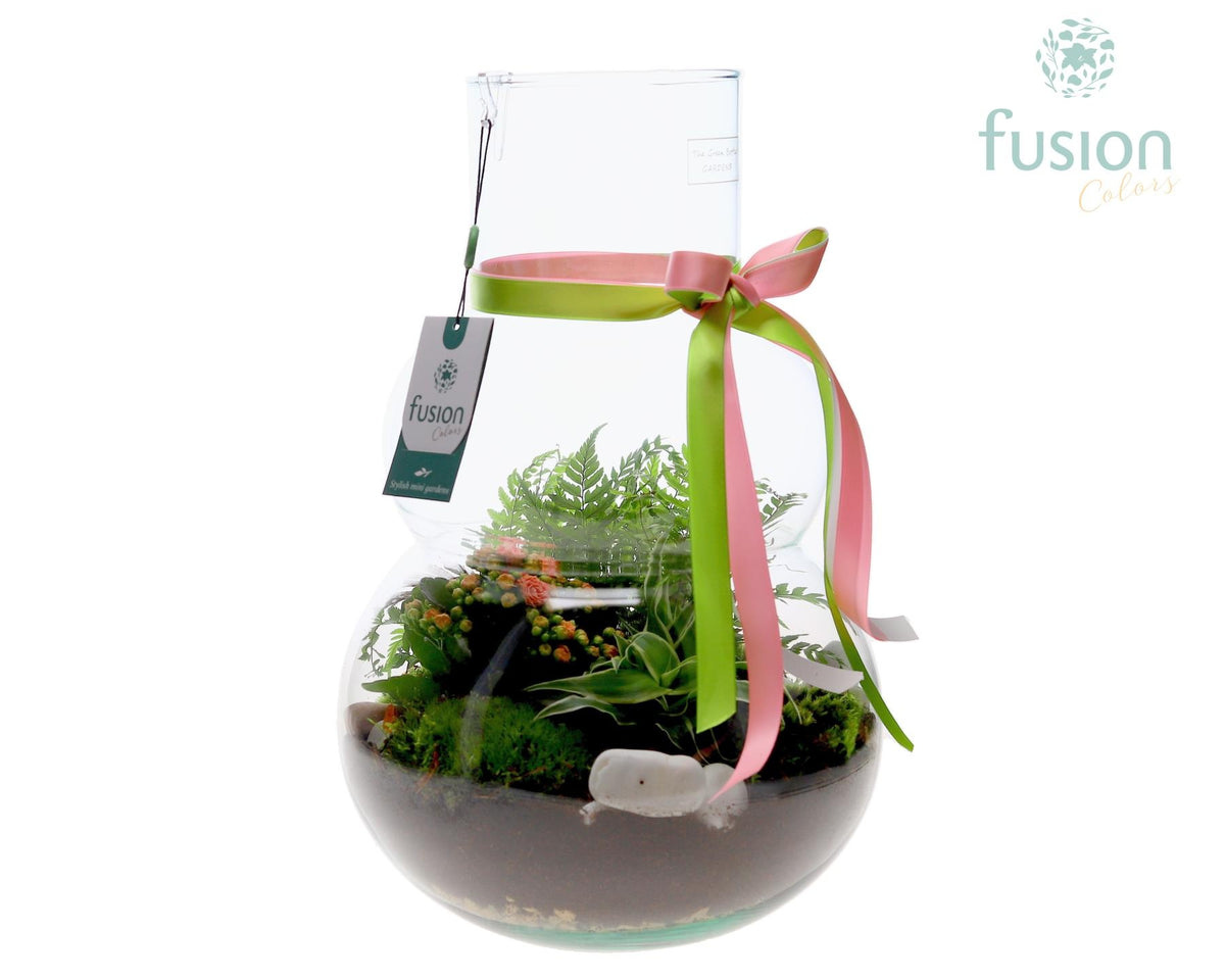 Green Bottle Olaf Large met arrangement 43cm 26cm Pot
