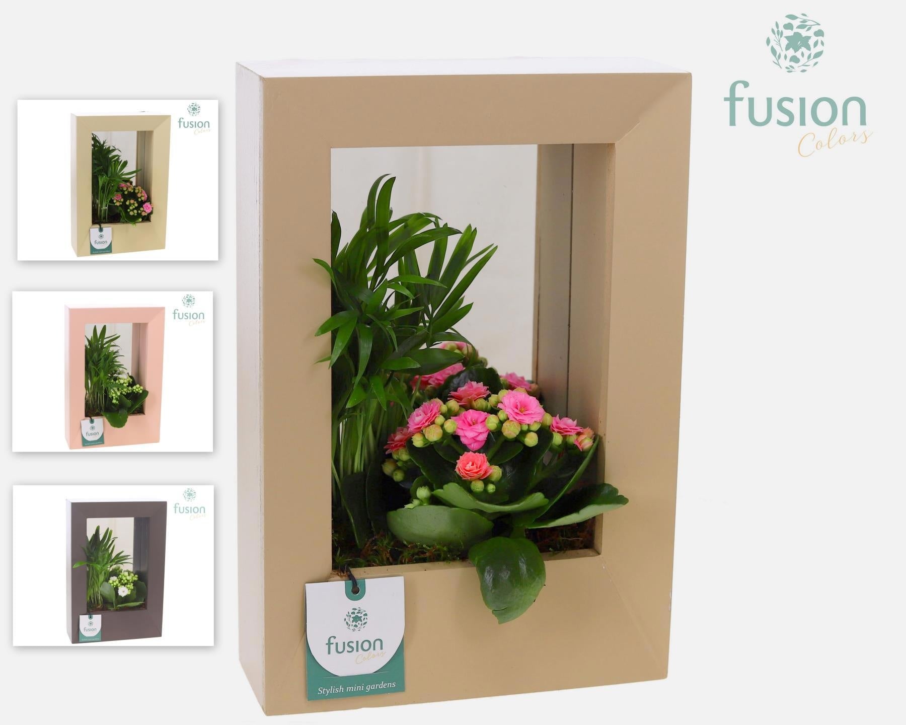 Houten schilderij met spiegel Arrangement 29cm 20cm Pot
