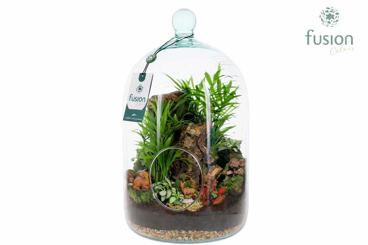 Green Bottle Novella Large met arrangement 43cm 19cm Pot