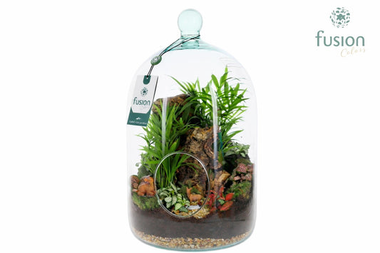 Green Bottle Novella Large met arrangement 43cm 19cm Pot