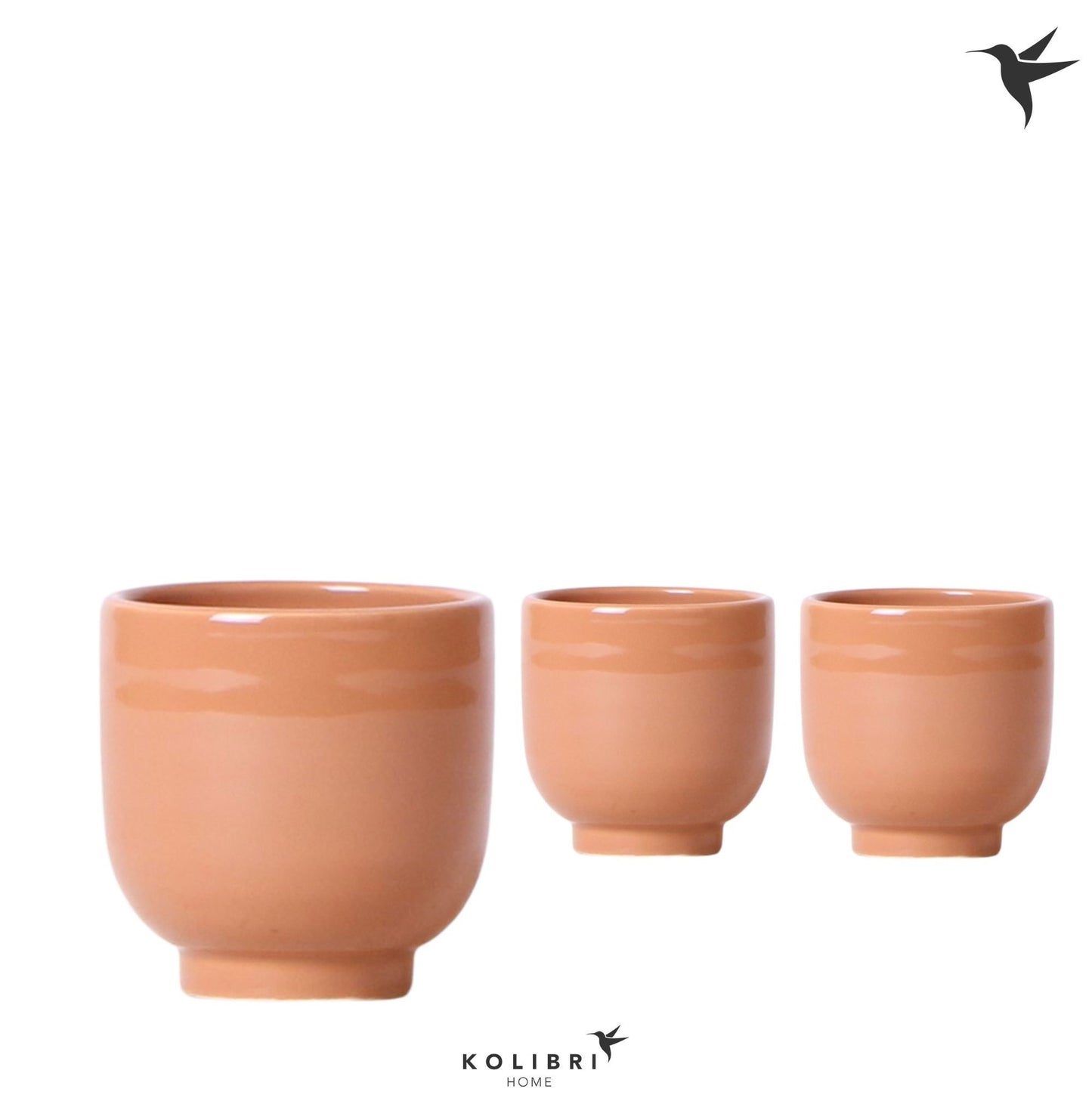 Kolibri Home Glazed pot cognac 8cm 6cm Pot