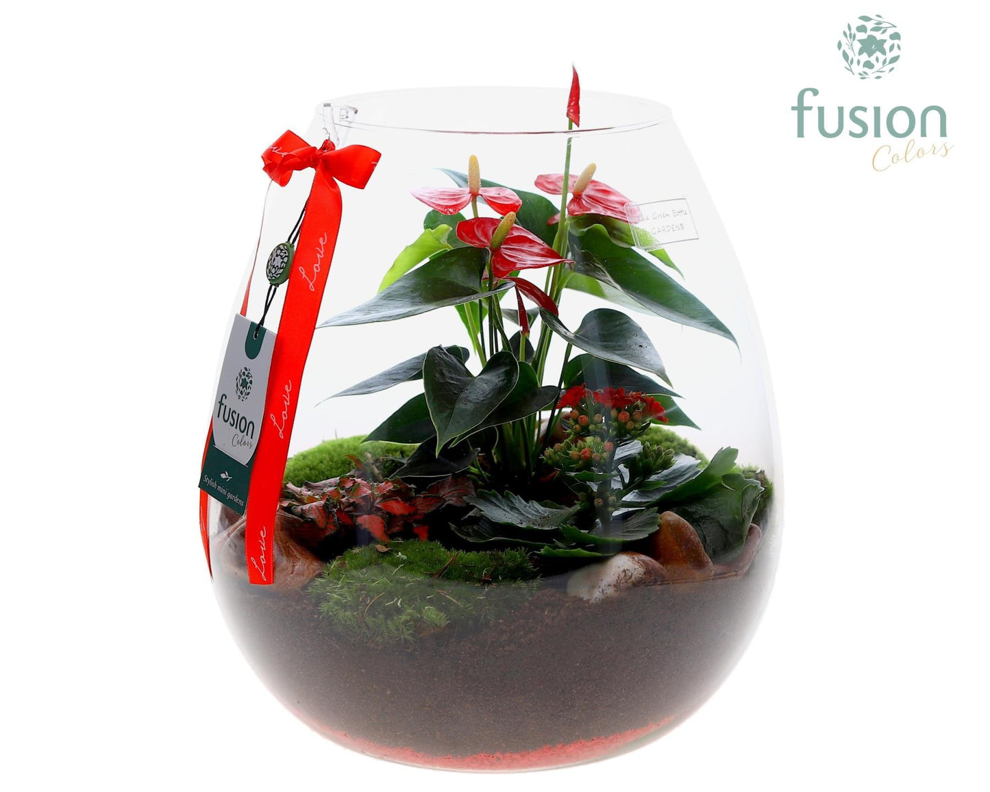 Green Bottle Abby XLarge Love met arrangement 29cm 29cm Pot