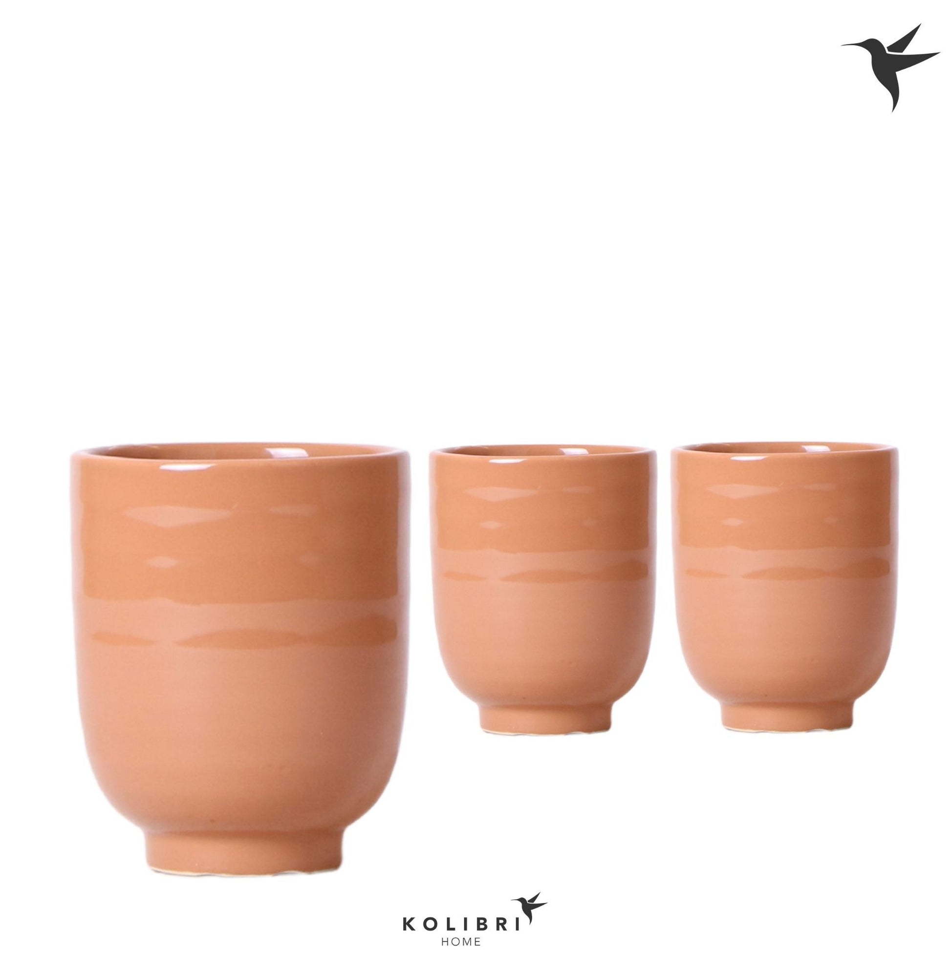 Kolibri Home Glazed pot cognac 13cm 9cm Pot