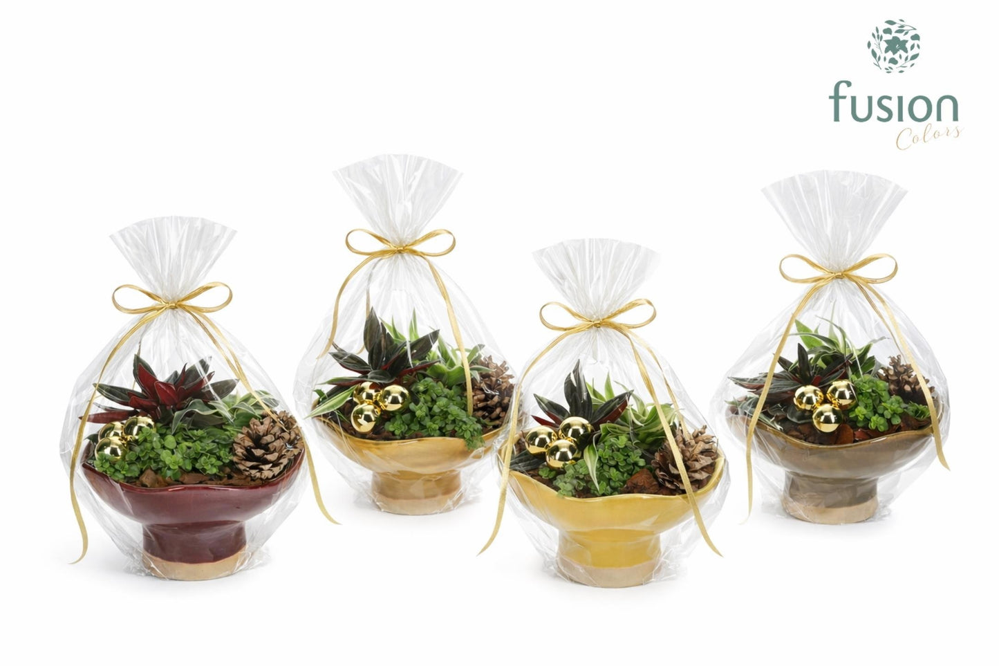 Keramiek schaal Medium met Kerst arrangement 25cm 16cm Pot