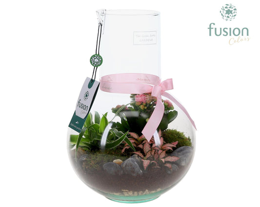 Green Bottle Suzanne Medium met Moederdag arrangement 29cm 21cm Pot