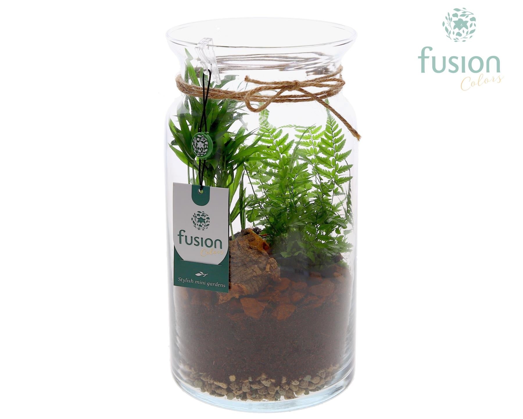 Glas Melkbus met arrangement 2pp 29cm 16cm Pot