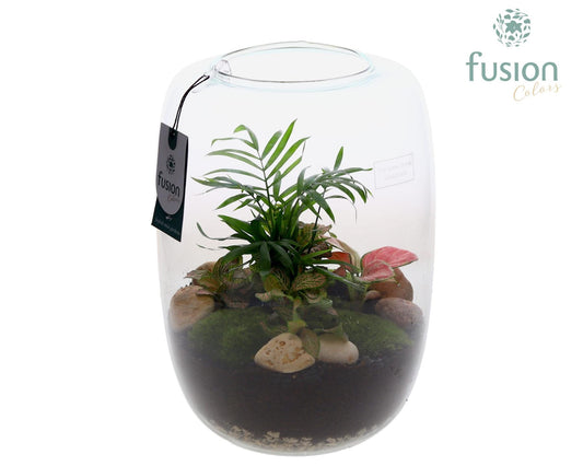 Green Bottle Isabella XLarge met arrangement 29cm 23cm Pot