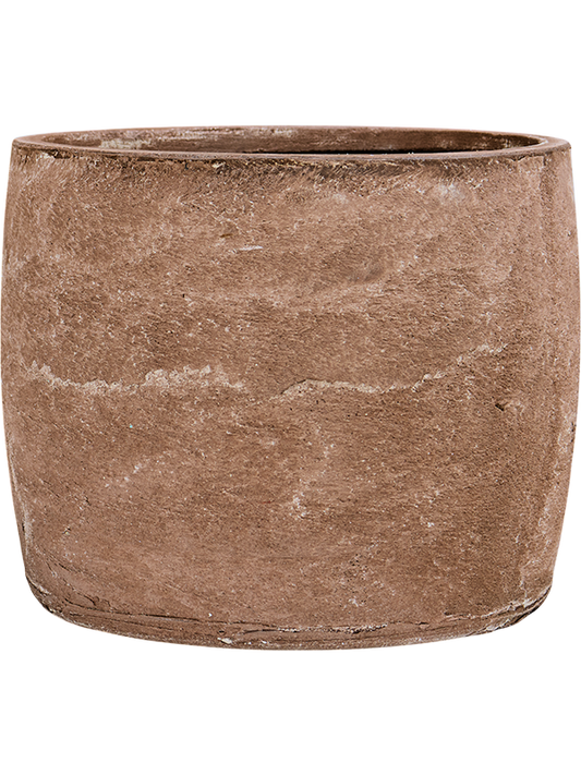 Baq Algar Plant Pot 33cm Height 34cm Dia Barrel Brown