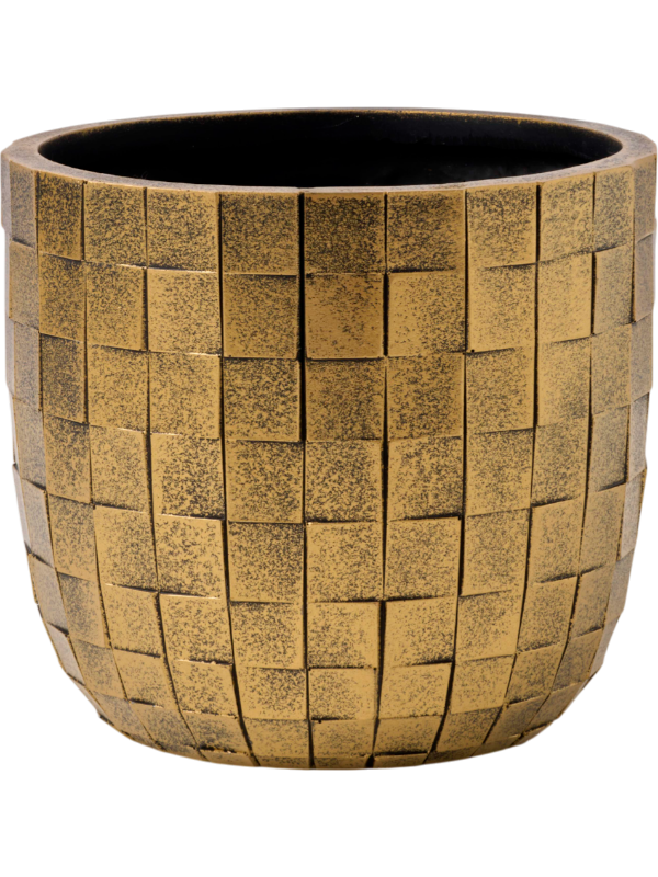 Capi Nature Blocks Plant Pot 21cm Height 21cm Dia Planter Ball Black Gold