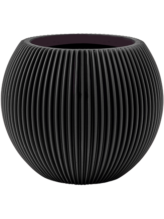 Capi Nature Groove Plant Pot 15cm Height 11cm Dia Vase Ball Intense Black