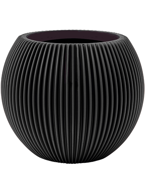 Capi Nature Groove Plant Pot 10cm Height 9cm Dia Vase Ball Intense Black