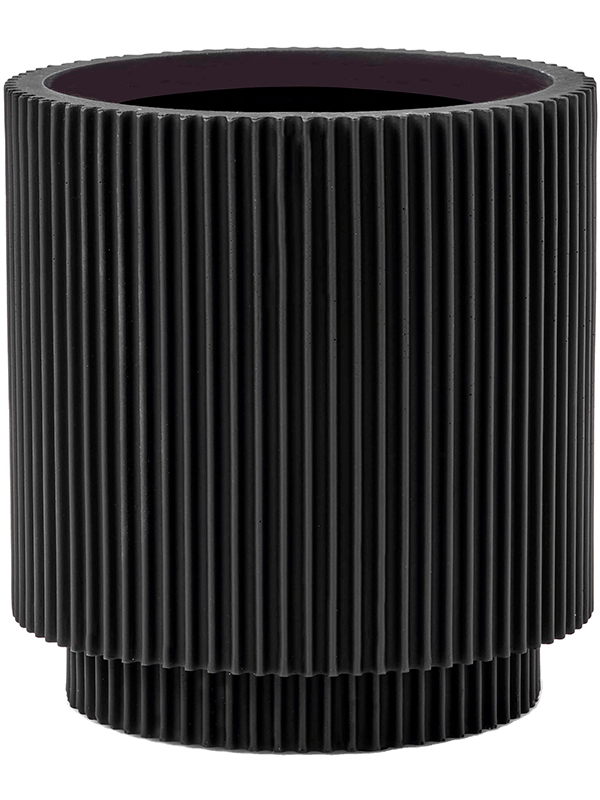 Capi Nature Groove Plant Pot 17cm Height 13cm Dia Vase Cylinder Intense Black