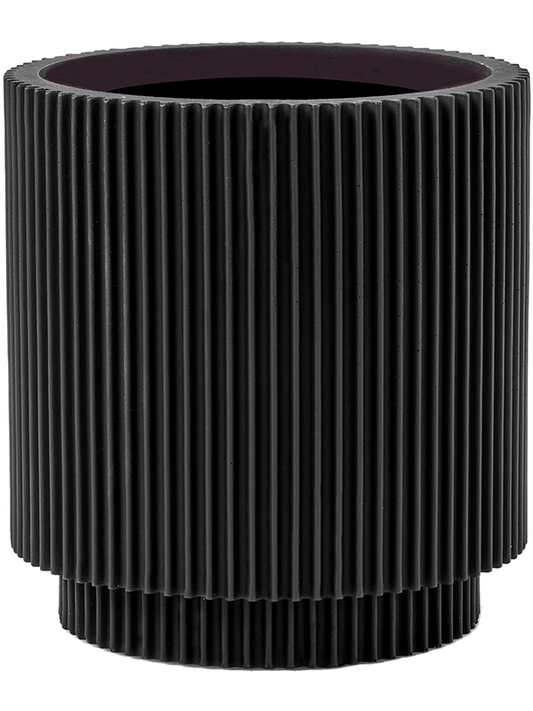 Capi Nature Groove Plant Pot 25cm Height 21cm Dia Vase Cylinder Intense Black