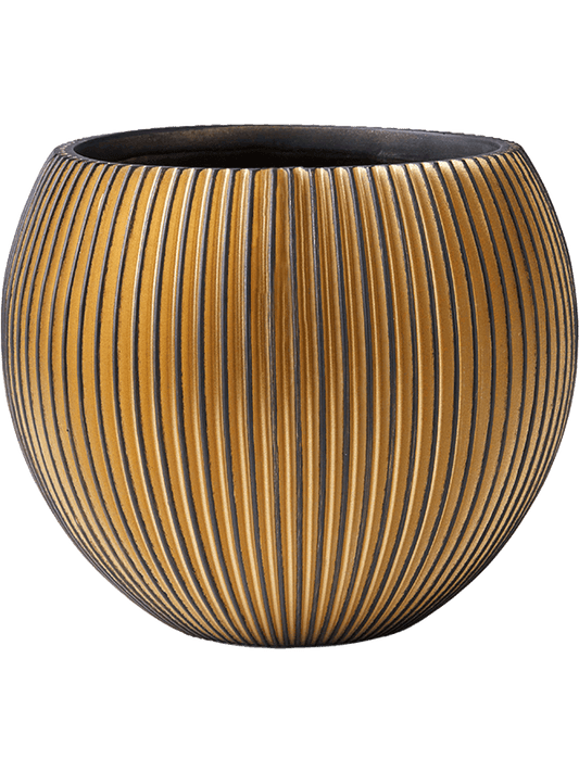 Capi Nature Groove Plant Pot 19cm Height 16cm Dia Vase Ball Black Gold