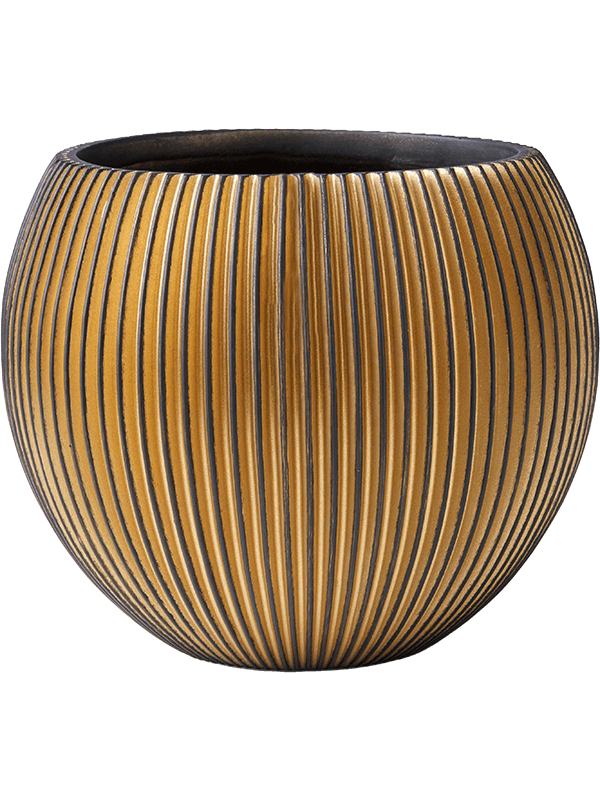 Capi Nature Groove Plant Pot 26cm Height 22cm Dia Vase Ball Black Gold