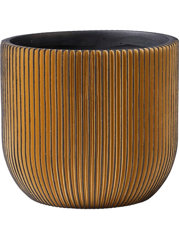 Capi Nature Groove Plant Pot 15cm Height 16cm Dia Planter Ball Black Gold