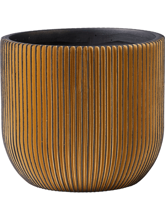 Capi Nature Groove Plant Pot 15cm Height 16cm Dia Planter Ball Black Gold