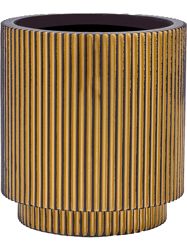 Capi Nature Groove Plant Pot 12cm Height 10cm Dia Vase Cylinder Black Gold