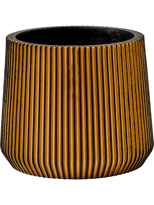 Capi Nature Groove Plant Pot 22cm Height 21cm Dia Sandbag Black Gold