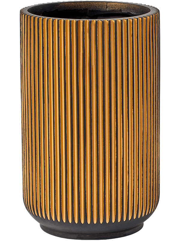 Capi Nature Groove Plant Pot 27cm Height 15cm Dia Vase High Black Gold