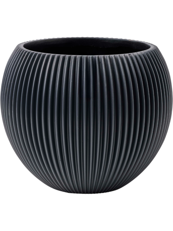 Capi Nature Groove Special Plant Pot 10cm Height 9cm Dia Vase Ball Graphite Grey