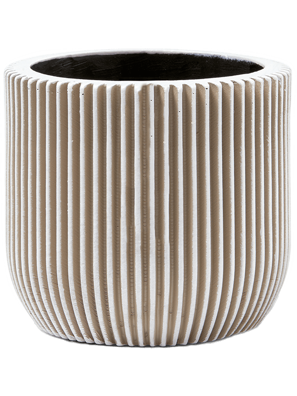 Capi Nature Groove Plant Pot 15cm Height 16cm Dia Planter Ball Ivory